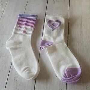 Cute, heart-print crew-socks, 2 pair, NWOT